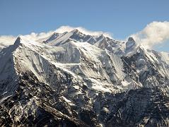 21 Dhampus Peak Summit Panorama Nilgiri North, Annapurna East, Annapurna Central, Nilgiri Central, Annapurna Main, Annapurna Fang, Nilgiri South Close Up 